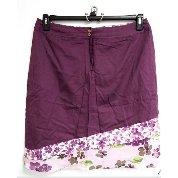 Christopher & Banks Skirt Sz 16 Women Floral Purple Casual Short Cotton Girly - Picture 2 of 6